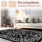 Elegant Black White Floral Medallion Rug