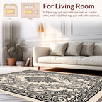 Ornate Floral Scrollwork Monochromatic Design Rug