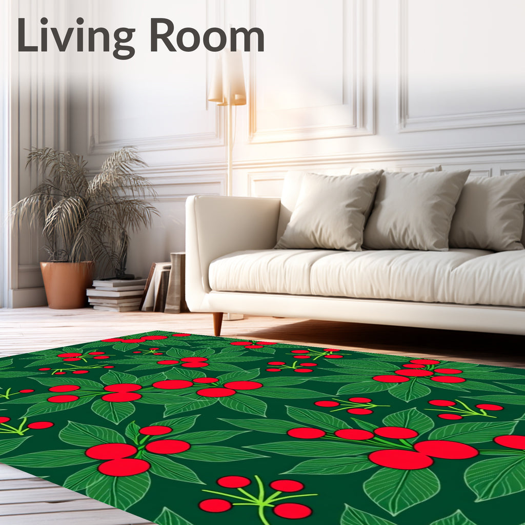 Evergreen Red Berry Foliage Rug