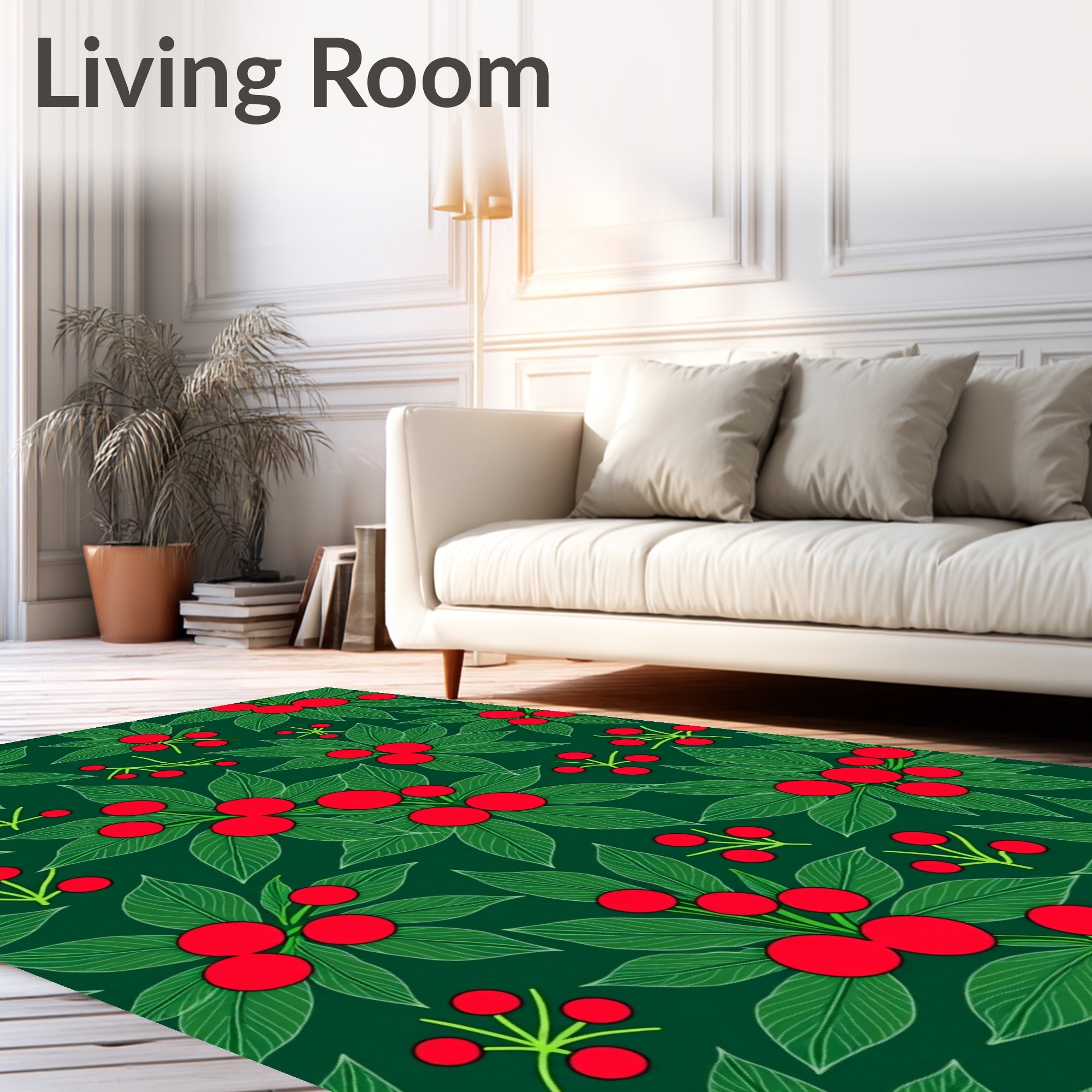Evergreen Red Berry Foliage Rug