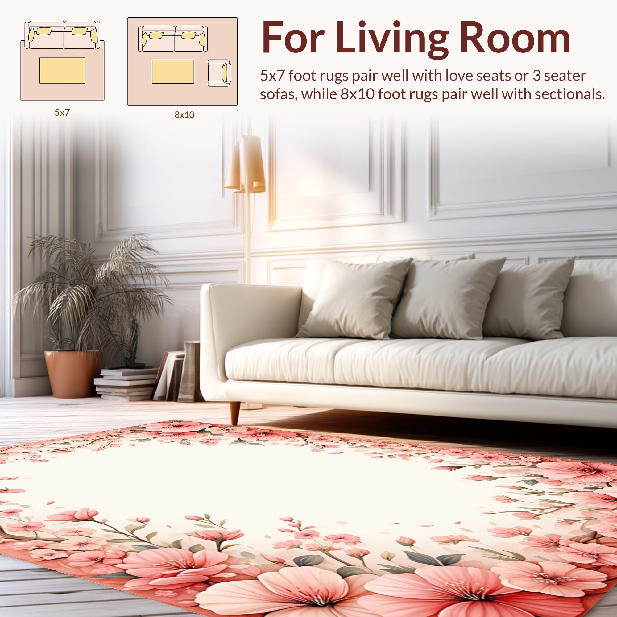 Sweet Pink Blossom Floral Pattern Rug