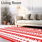 Bold Red Stripe And Swirl Borders Rug