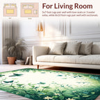 Emerald Green Butterfly Meadow Pattern Rug