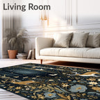 Enchanted Forest Deer Birds Floral Rug