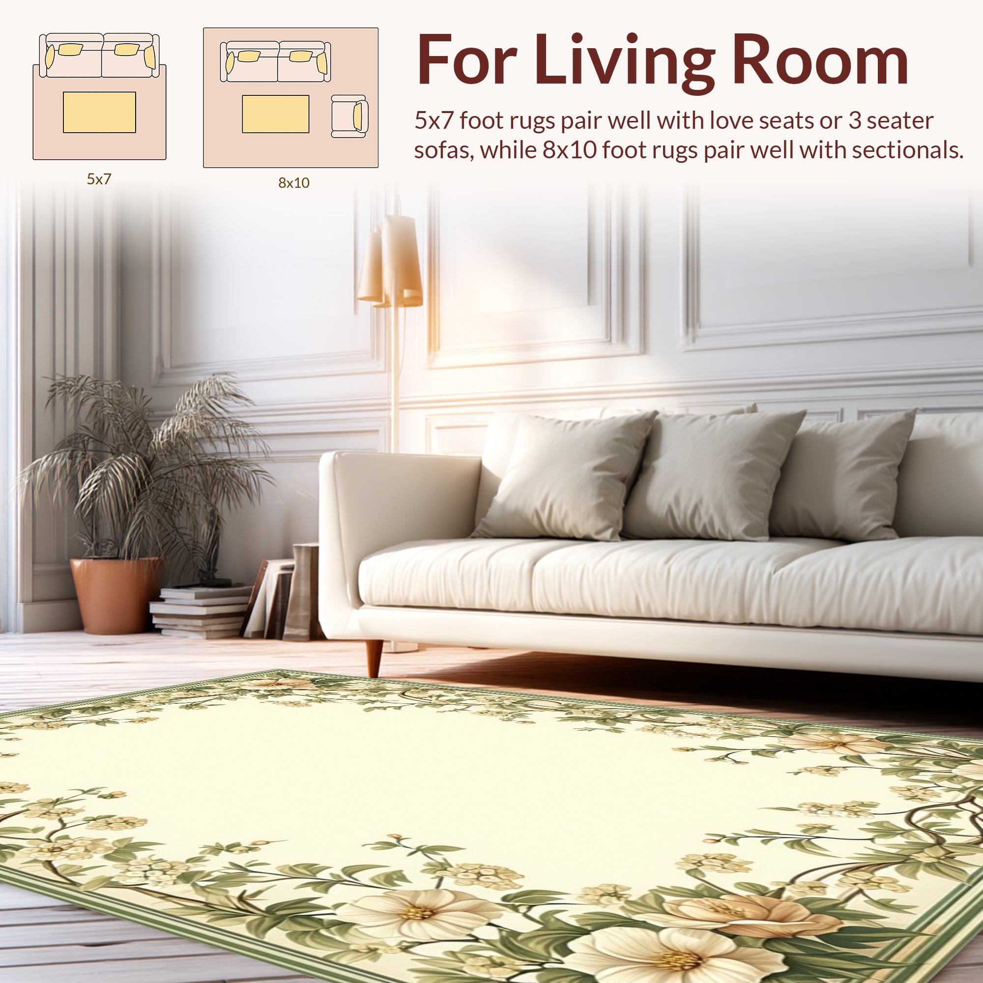 Vintage Floral Vine Border Design Rug