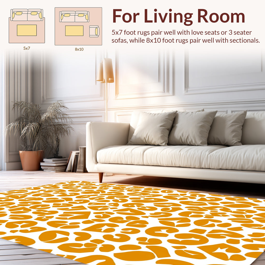Bold Orange Leopard Spot Pattern Rug