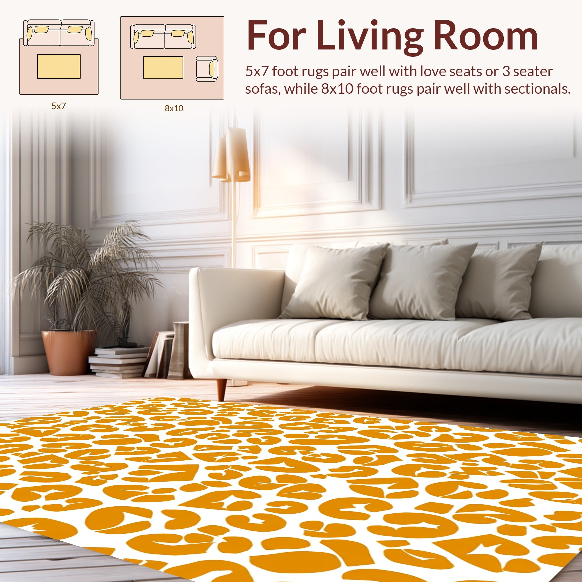Bold Orange Leopard Spot Pattern Rug