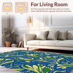 Abstract Green Yellow Floral Pattern Rug