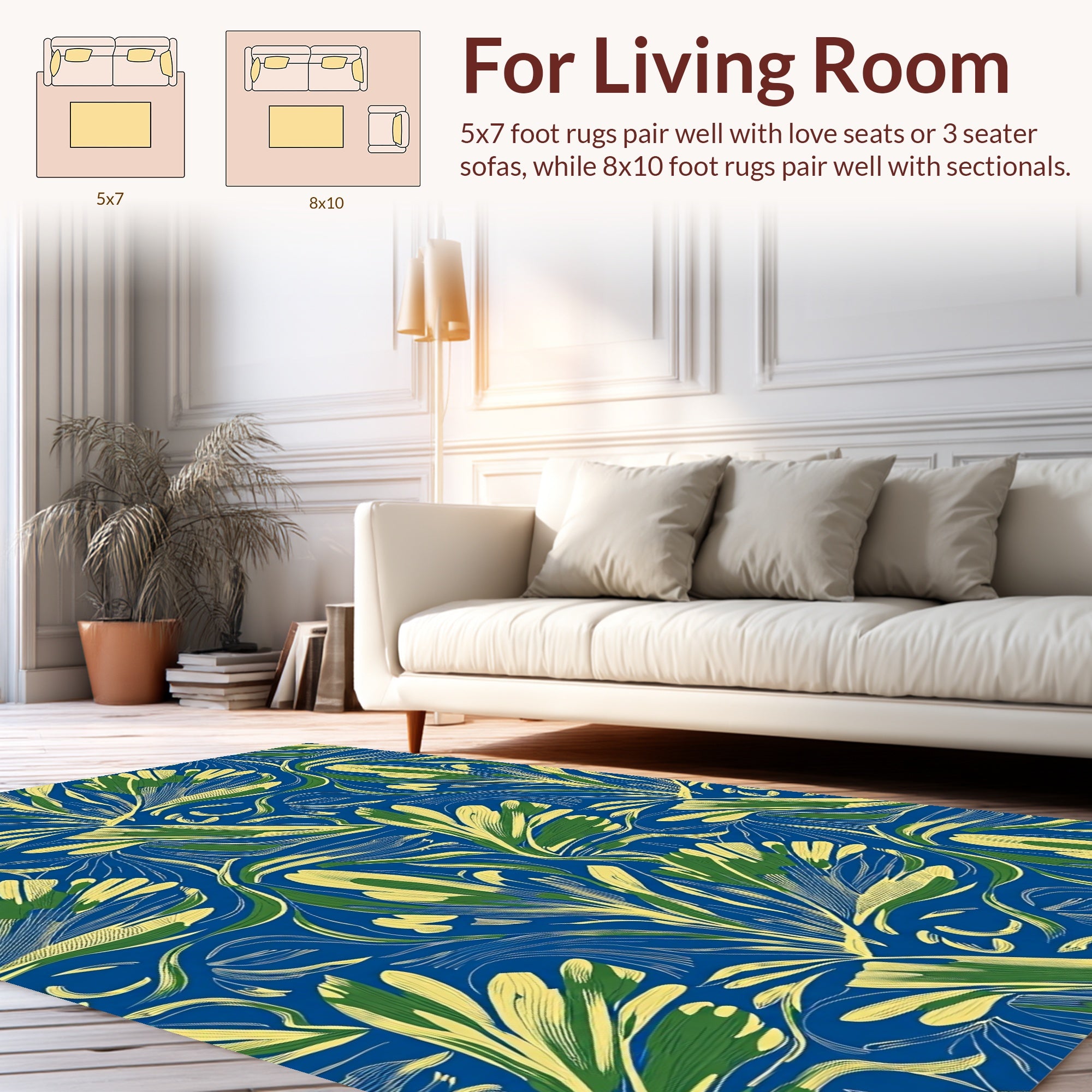 Abstract Green Yellow Floral Pattern Rug