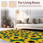 Vibrant Yellow Sunflower Pattern Rug