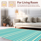 Thin Striped Turquoise Cream Design Rug