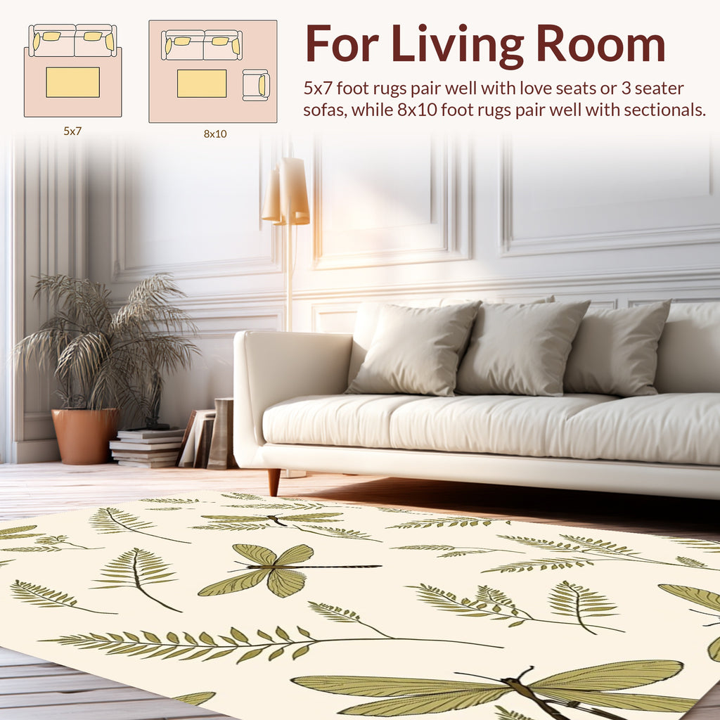 Dragonfly Botanical Garden Print Rug