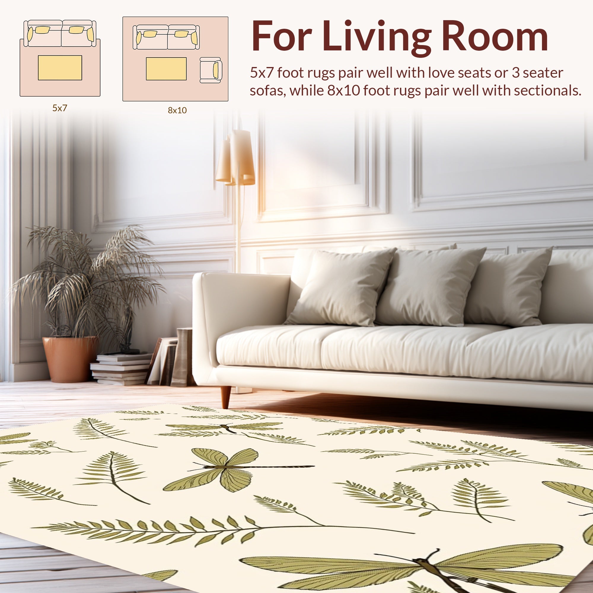 Dragonfly Botanical Garden Print Rug