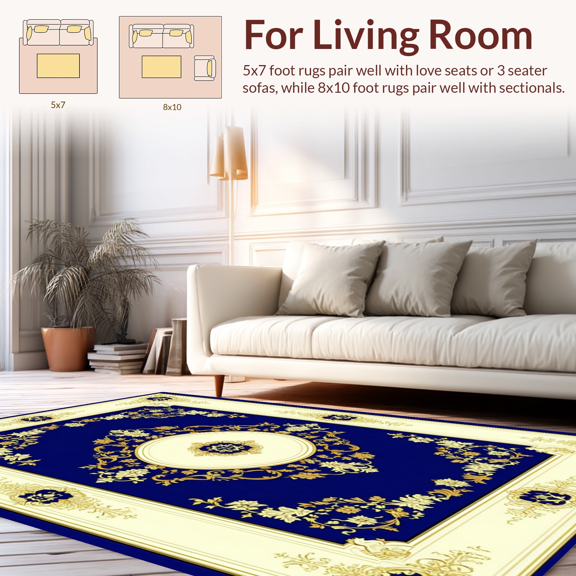 Ornate Floral Gold Detailed Rug