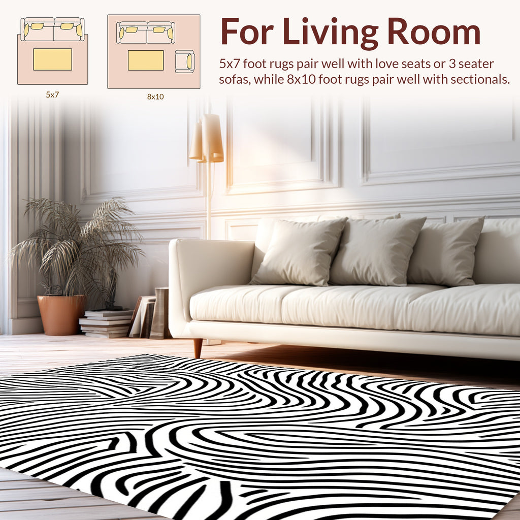 Abstract Black And White Zebra Pattern Rug