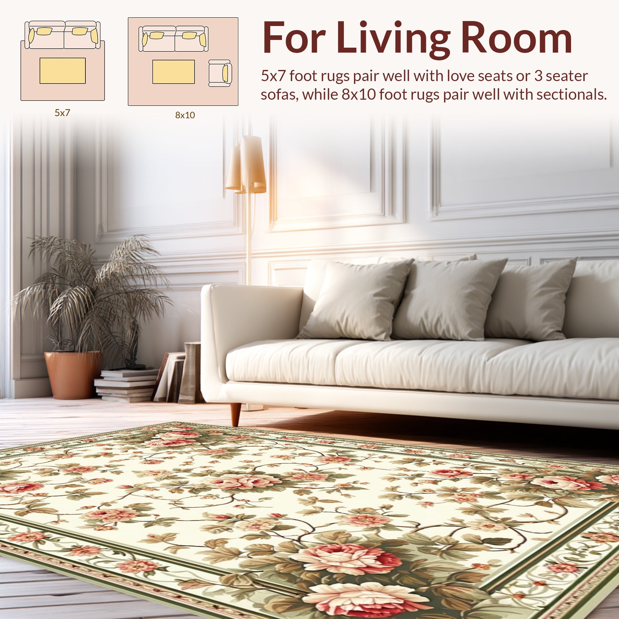 Floral Vine Patterned Classic Rug