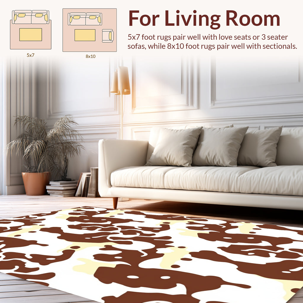 Abstract Brown Cream Splatter Pattern Rug