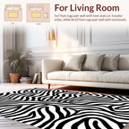 Bold Black White Wavy Stripes Rug