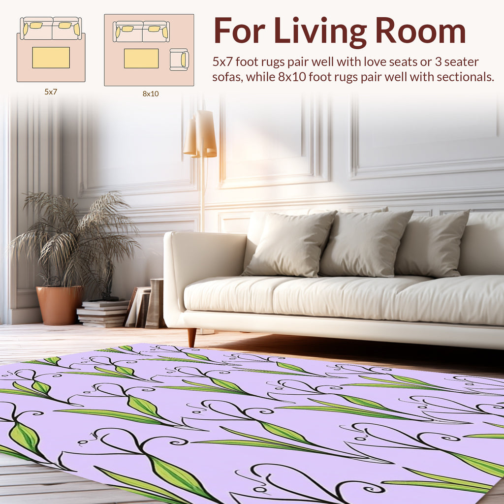 Pastel Lilac Floral Swirl Pattern Rug