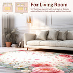 Soft Pink Floral Border Rug