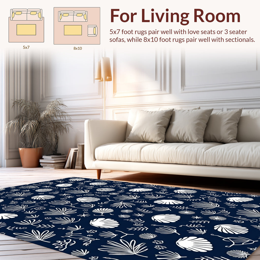 White Shell Leaf Pattern Rug