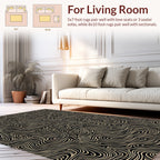 Black And Beige Swirl Pattern Rug