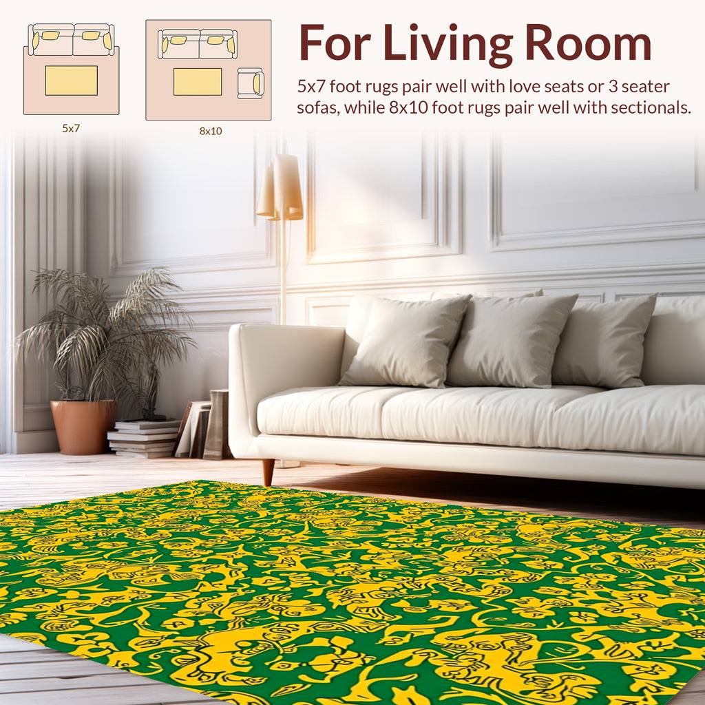 Intricate Floral Animal Pattern Rug