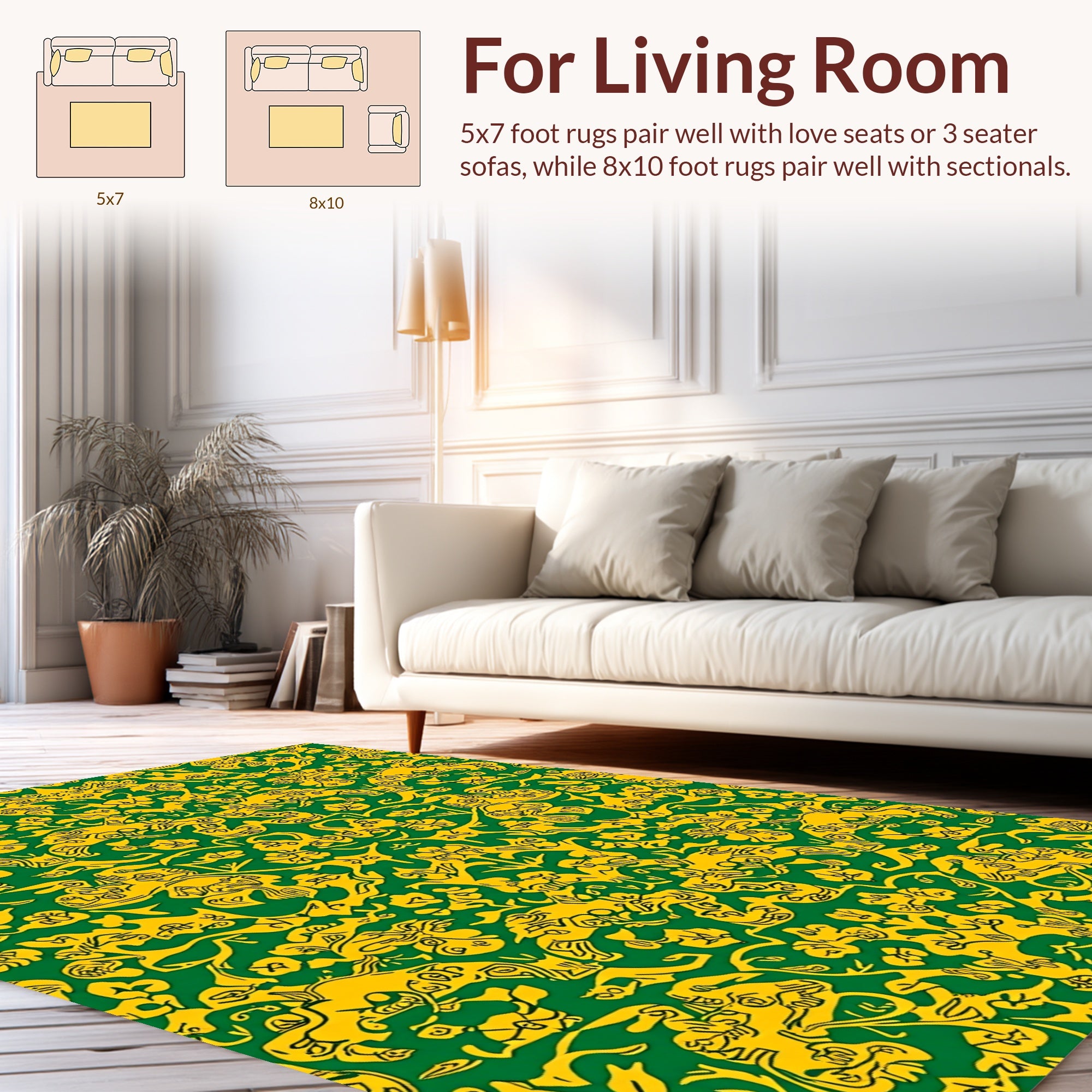 Intricate Floral Animal Pattern Rug
