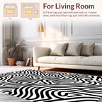 Bold Abstract Black White Lines Rug