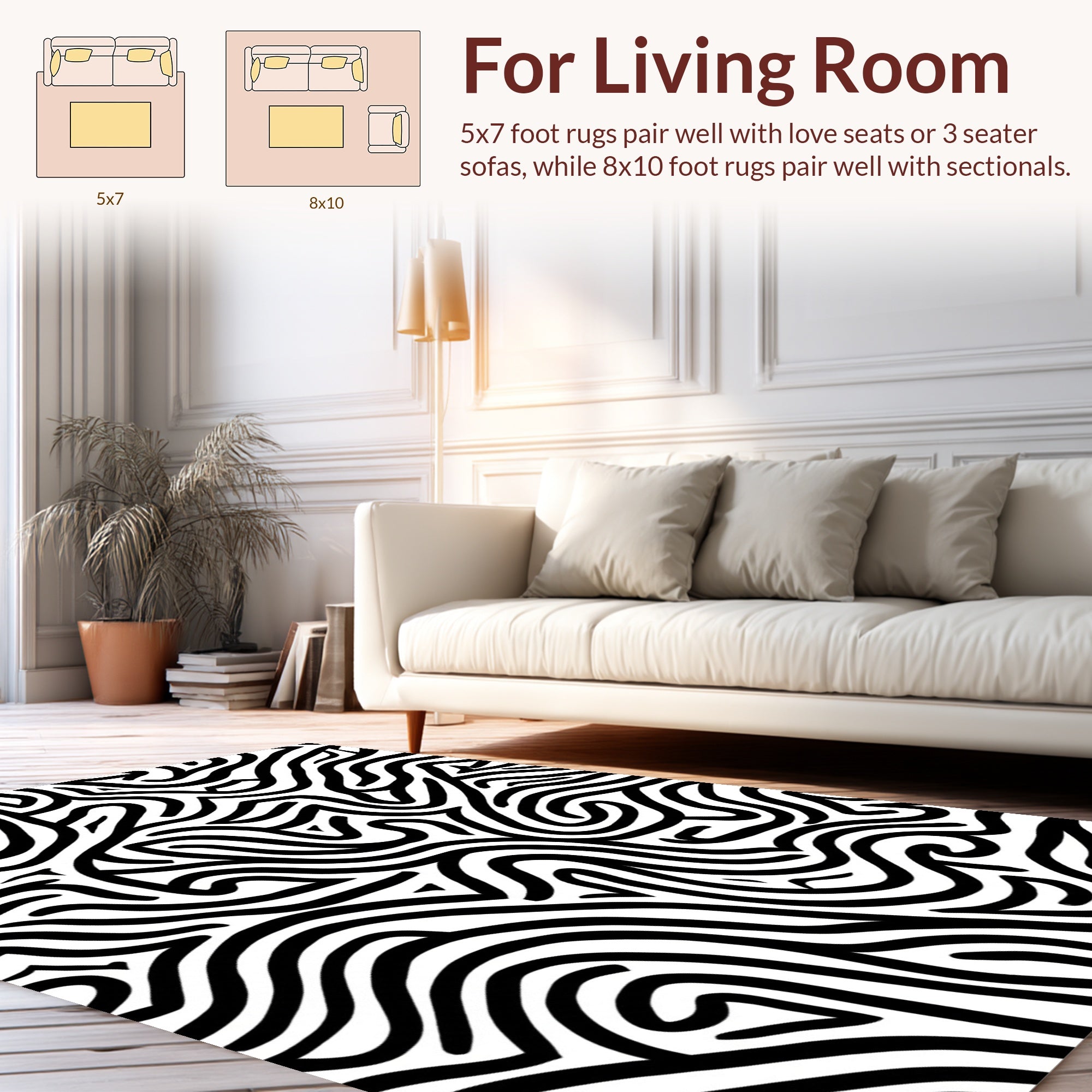 Bold Abstract Black White Lines Rug
