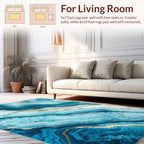 Turquoise Blue Gold Agate Pattern Rug