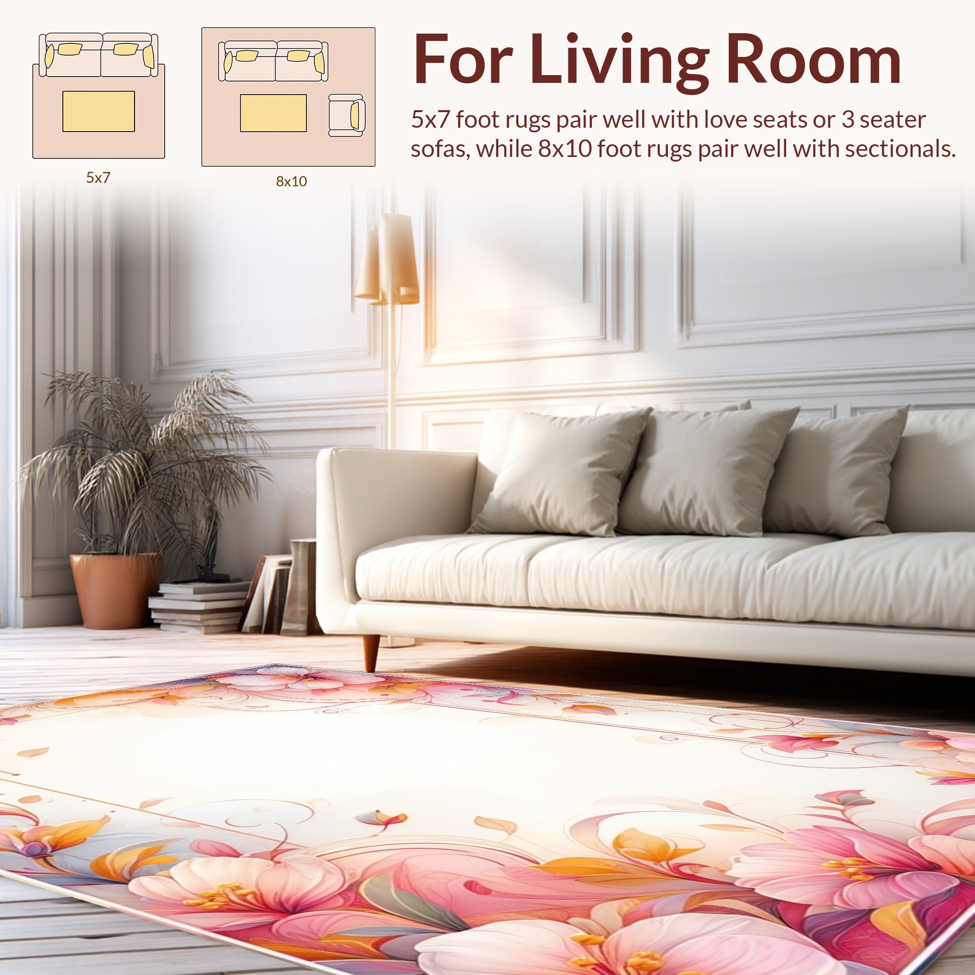 Floral Swirls Blush Pink Art Rug