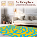 Abstract Blue Line Yellow Pattern Rug