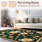 Opulent Floral Gold Curled Vine Rug