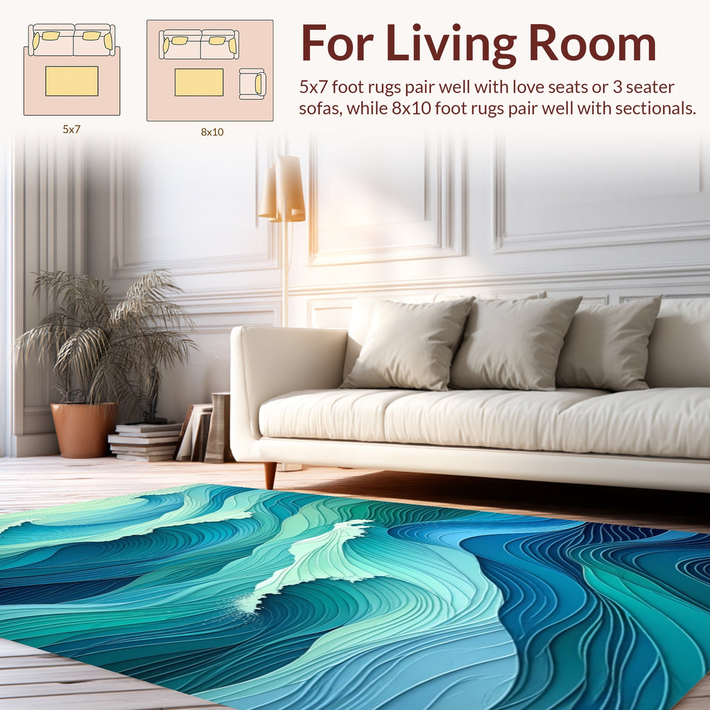 Gradient Ocean Wave Abstract Design Rug