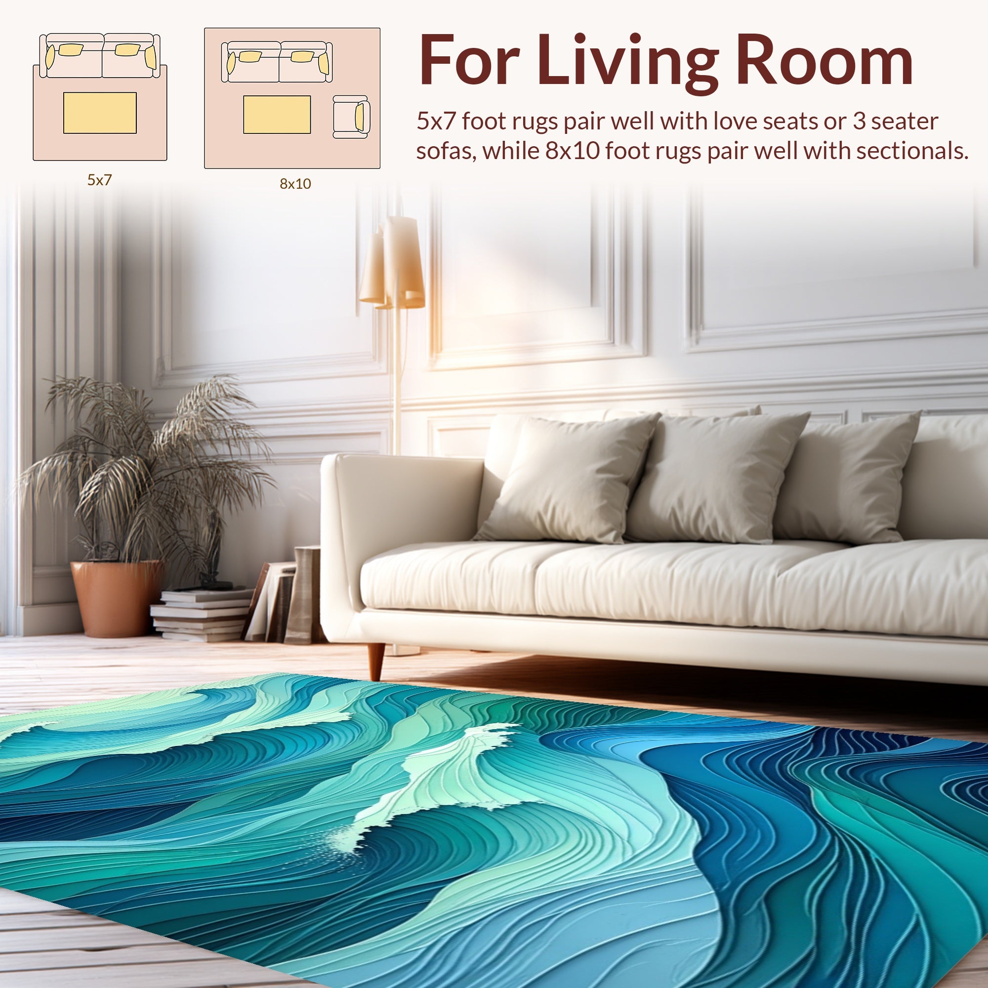 Gradient Ocean Wave Abstract Design Rug