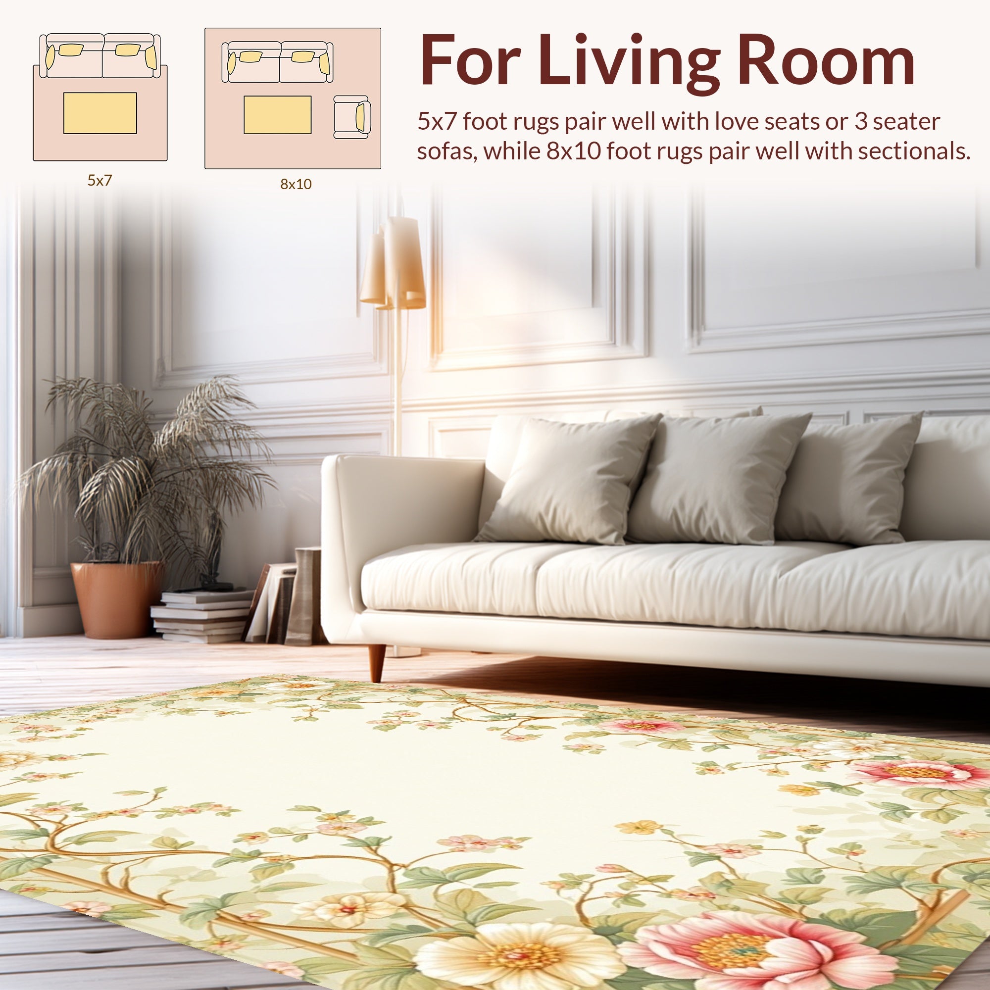 Vintage Floral Vine Pattern Rug