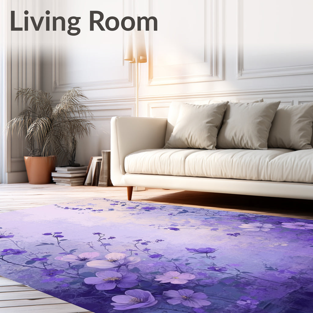Lavender Meadow Floral Sketch Rug
