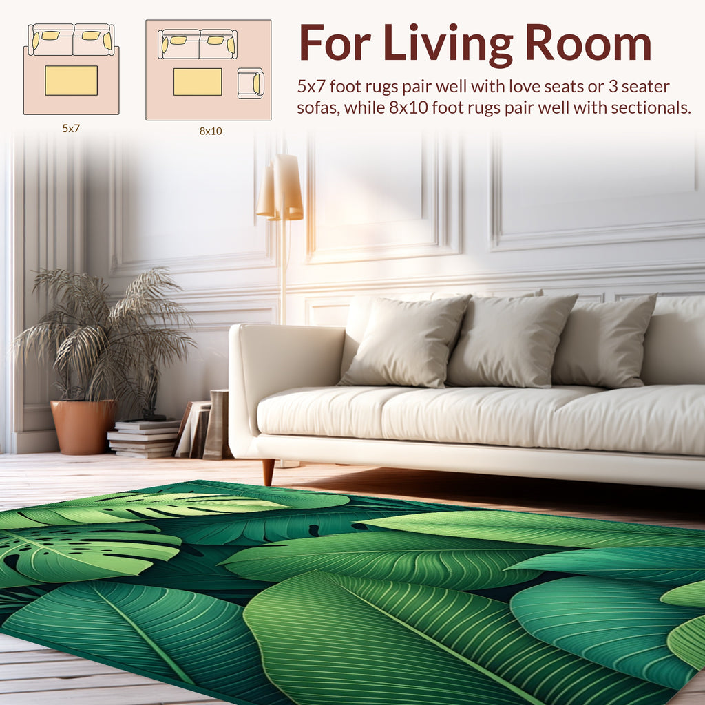Lush Tropical Leaf Pattern Design Rug