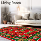 Festive Red Nutcracker Soldier Border Rug