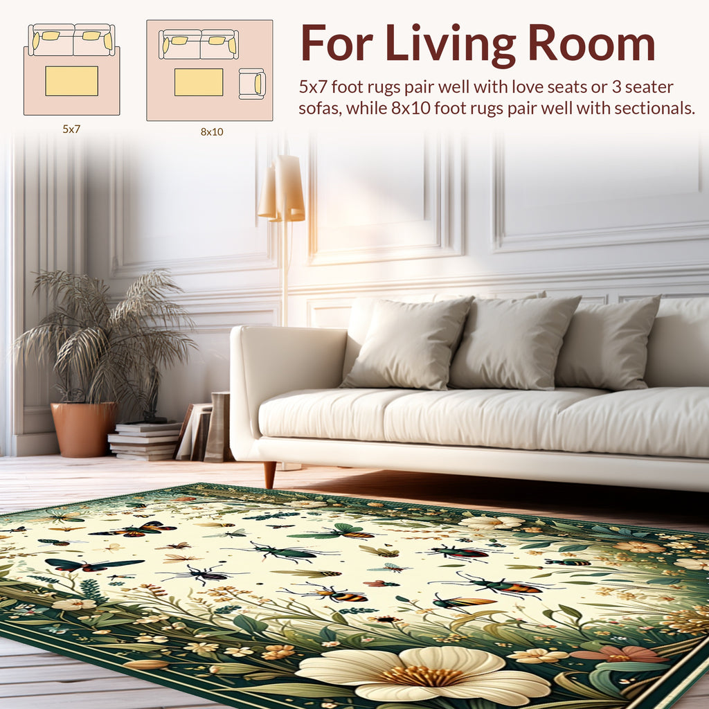 Nature Insect And Floral Pattern Rug