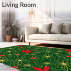 Emerald Green Floral Garden Cluster Rug