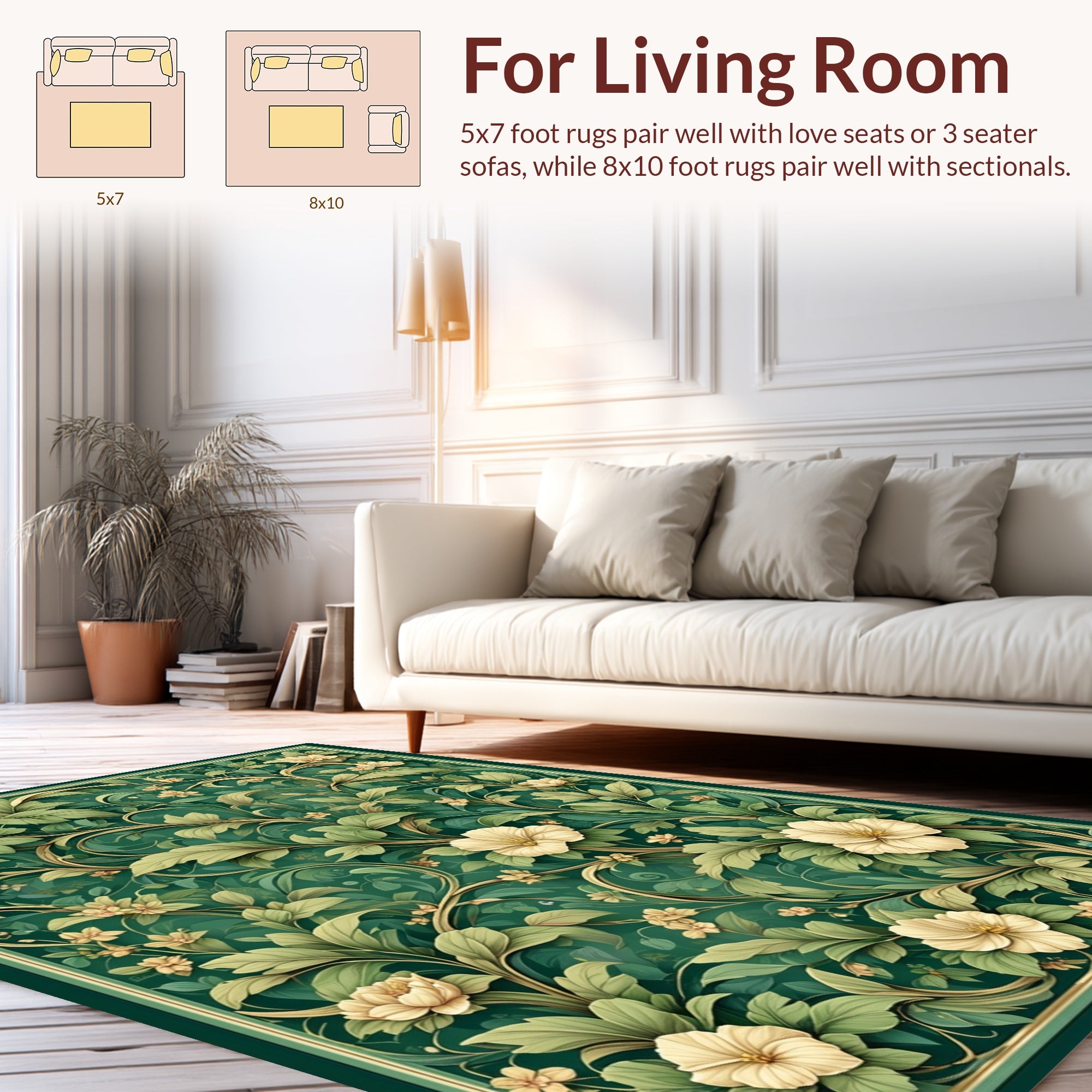 Vintage Floral Vines With Cream Flowers Rug