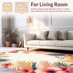 Tropical Hibiscus Palm Leaf Border Rug