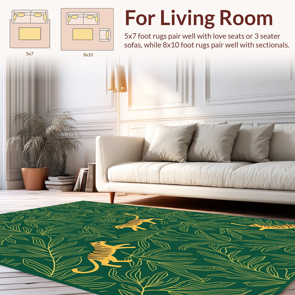 Vibrant Tiger Jungle Pattern Rug