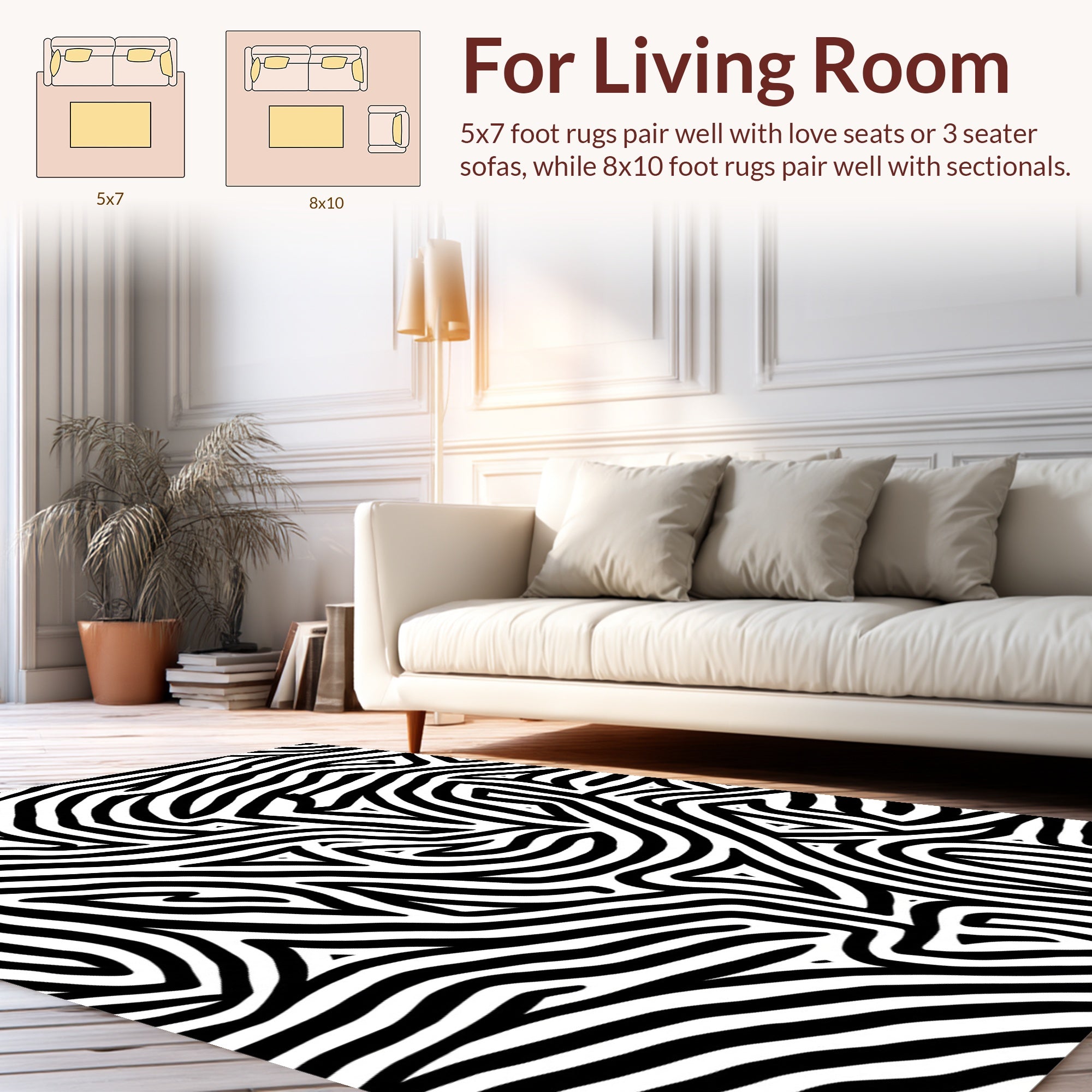 Bold Black White Abstract Stripes Rug
