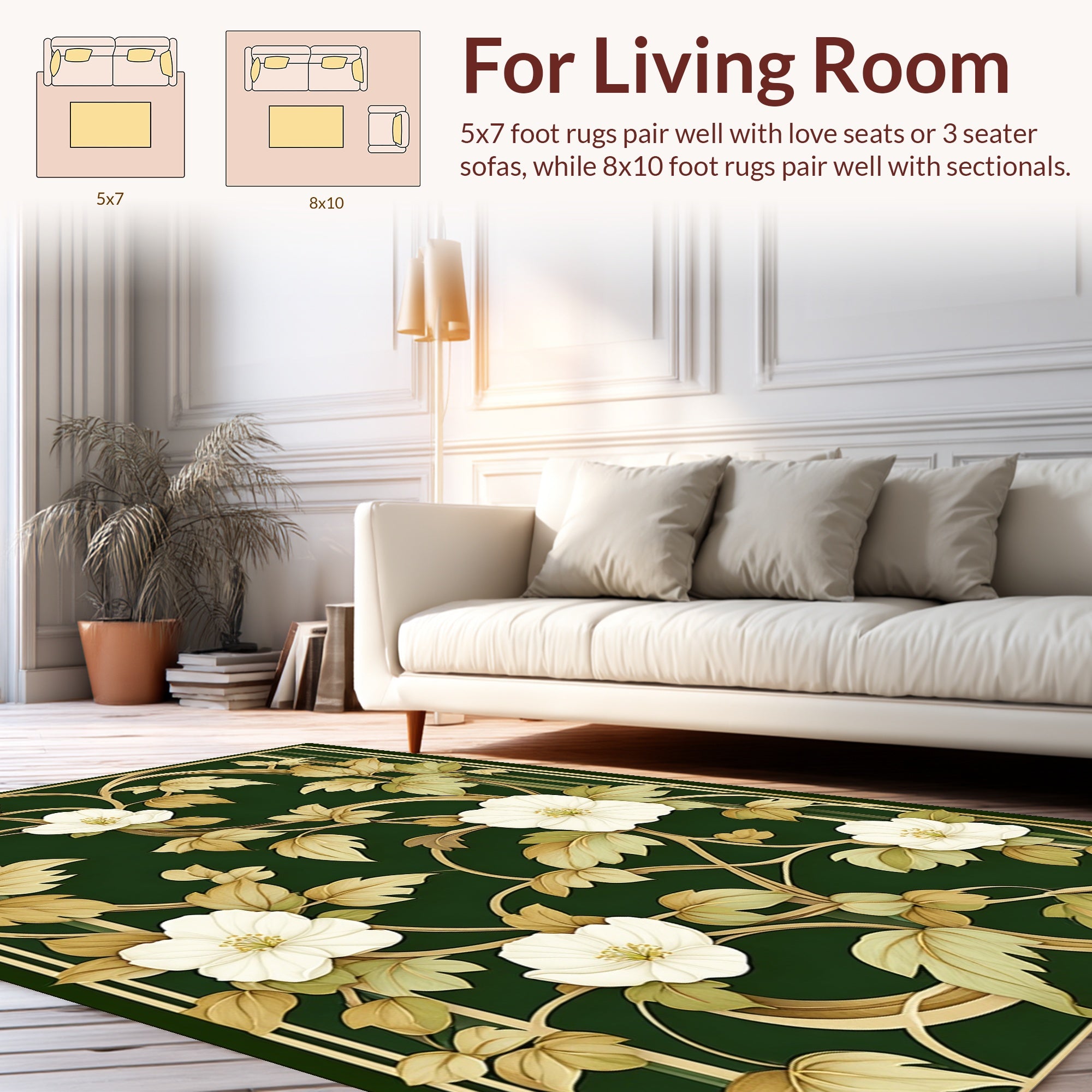 Elegant Floral Vine Pattern Rug