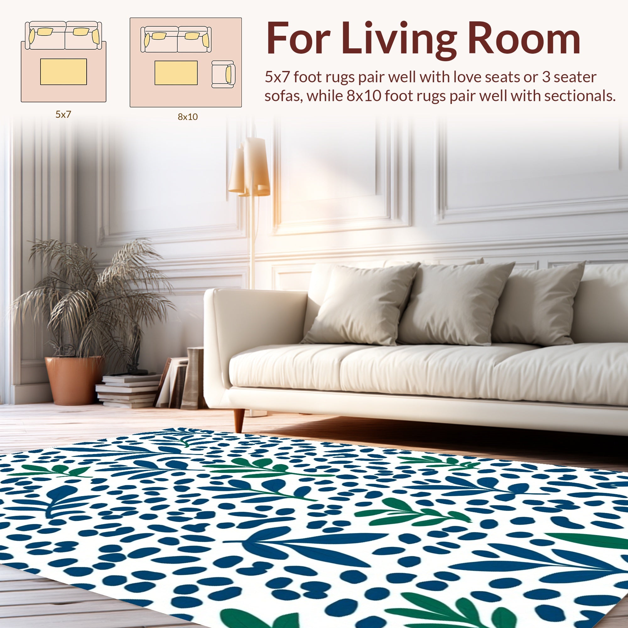 Leafy Dots Pattern Rug