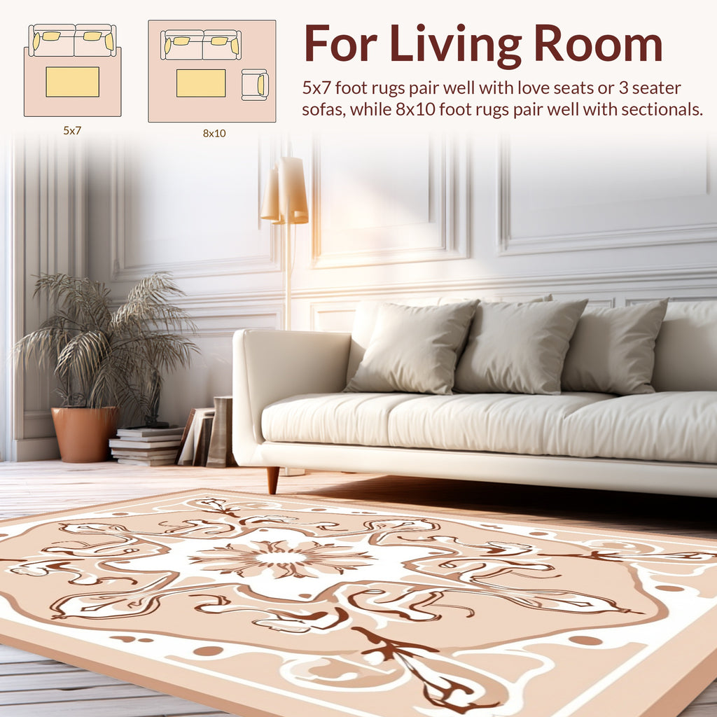 Symmetrical Earth Tones Floral Inlay Rug