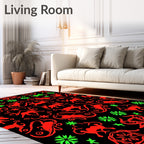 Red Green Animal Tribal Medallion Rug